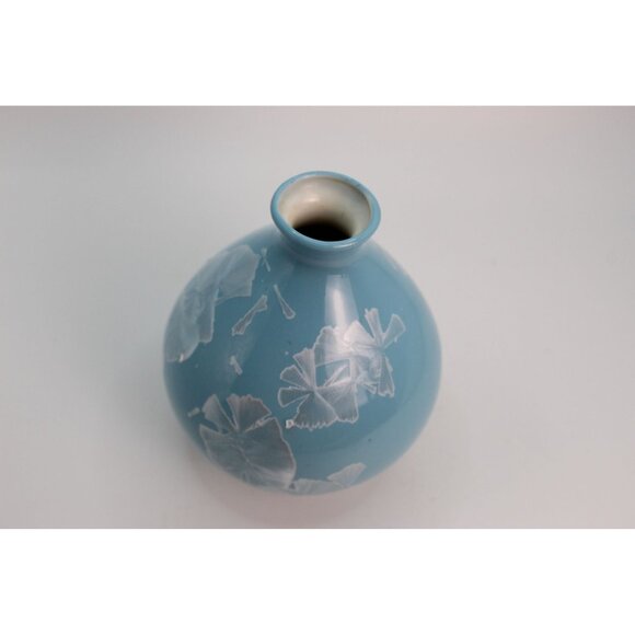 Vintage Crystalline Glaze Bud Vase – Light Blue - Picture 4 of 6